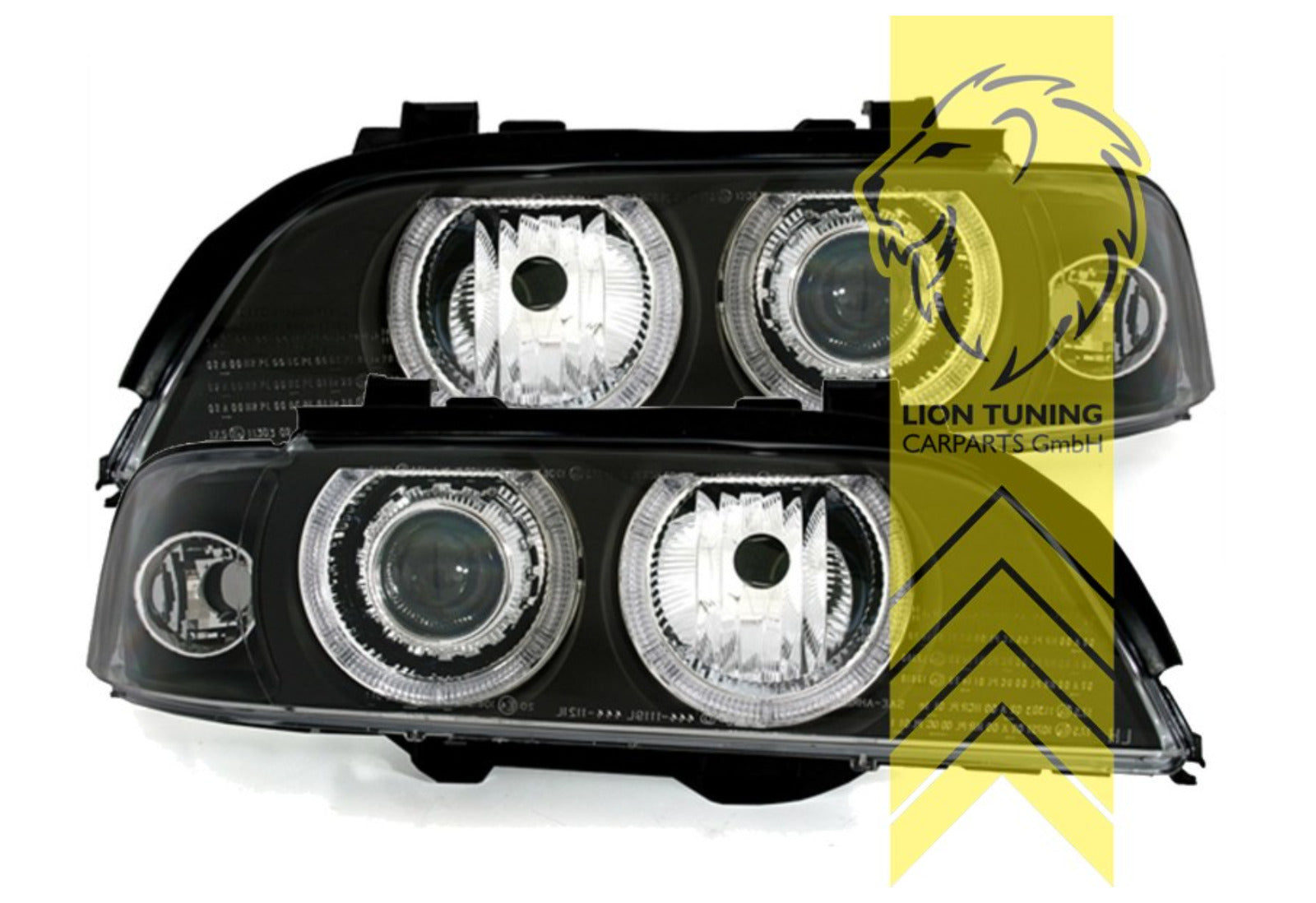 LT LED DRL Halo Ring Eye XENON Headlights BMW E39 Saloon Touring 95-00 Black LHD