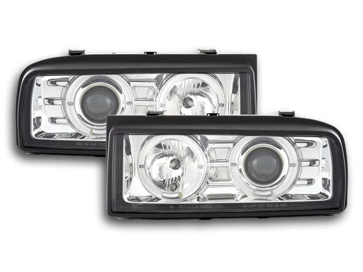 FK Pair LED DRL Angel Eye Halo Ring Headlights VW Corrado 53i 87-95 Chrome LHD