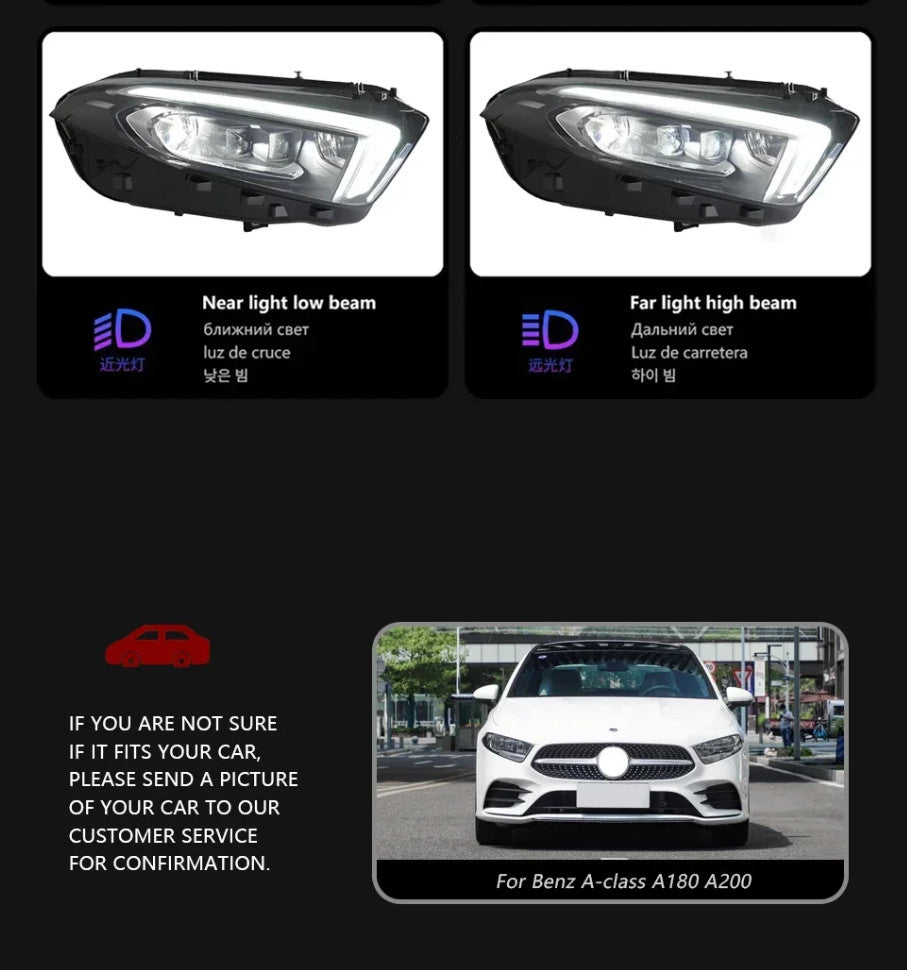 TYPY Pair Mercedes A-Class W177 Headlights 2018-2022 LED DRL Headlights LHD