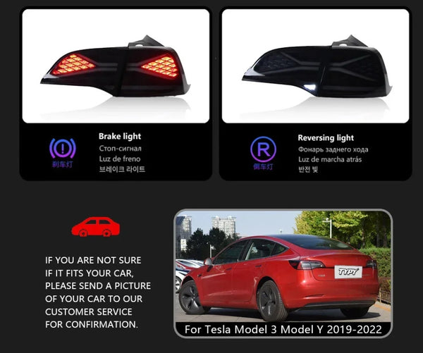 TYPY Pair Tesla Model 3 Y RGB Colour 2019-2022 Dynam Rear Lights Tail LHD