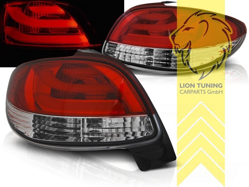 LT Pair LED Lightbar DRL Rear Lights Tail Peugeot 206 2 AC 98-07 red LHD