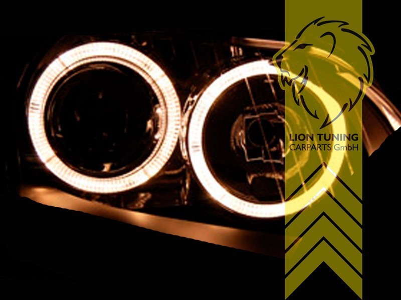 LT Pair LED DRL Halo Headlights Audi A4 B7 8E 04-08 Sedan Avant black LHD