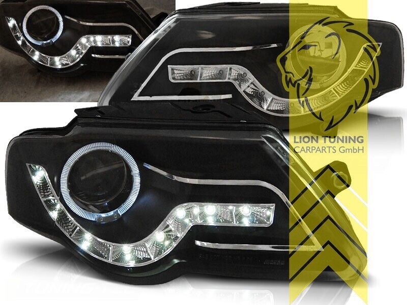 LT Pair LED DRL Lightbar Halo Headlights VW Passat 3C sedan variant black LHD