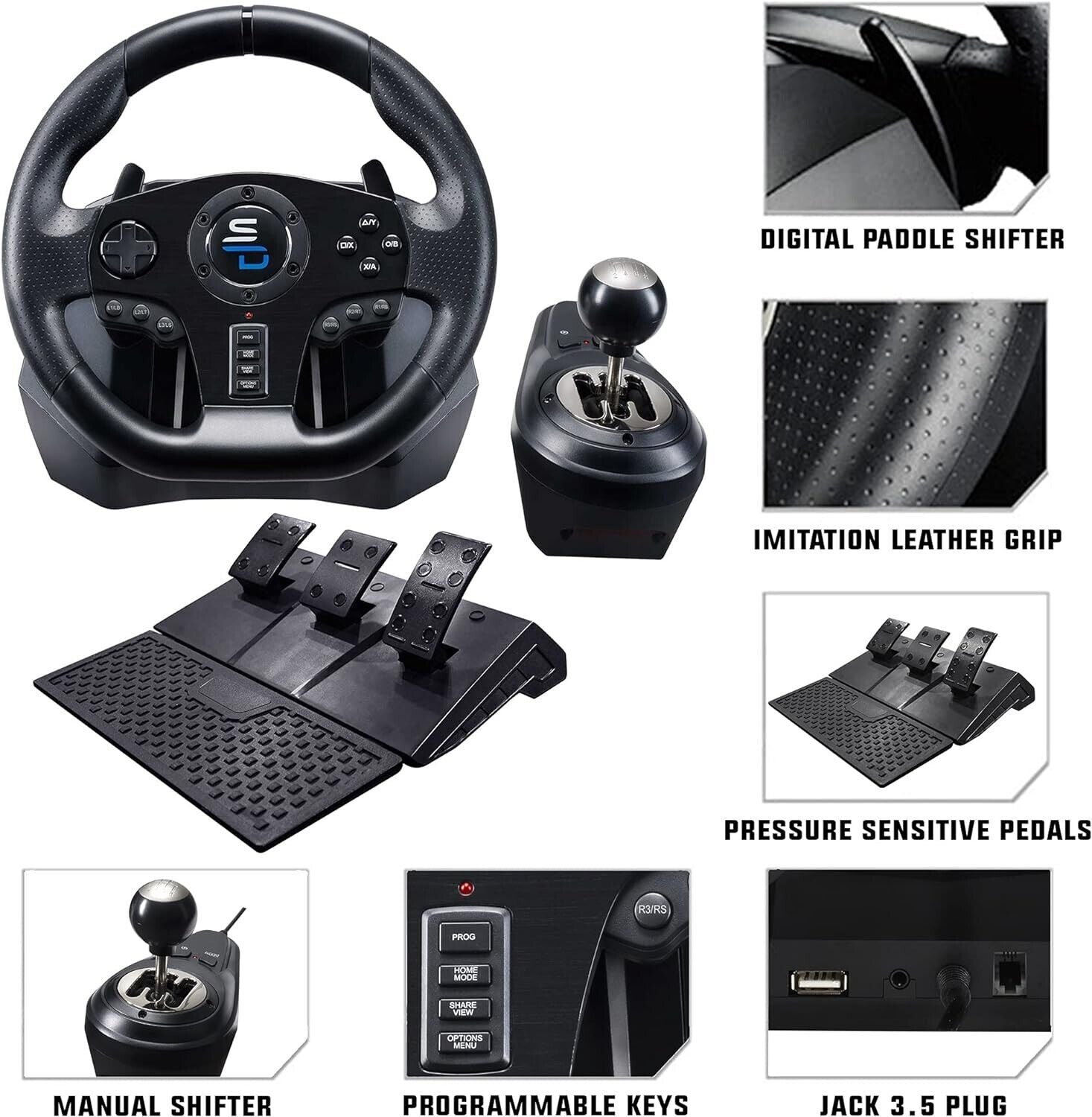 Subsonic Superdrive Gs850-X racing wheel with manual shifter + paddles 3 pedals