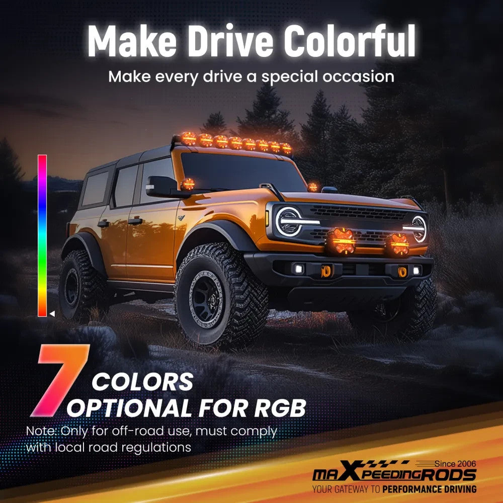 MXPR 3.5" 160W LED Headlights Fog Lights Spot Beam RGB DRL Square Lamps