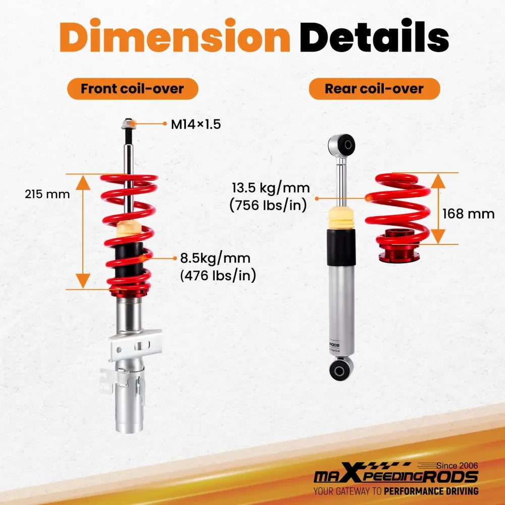 MXPR Lowering Coilovers VW Transporter T6 T6.1 Van T26 T28 T30 2015-2024 2.0 TDI