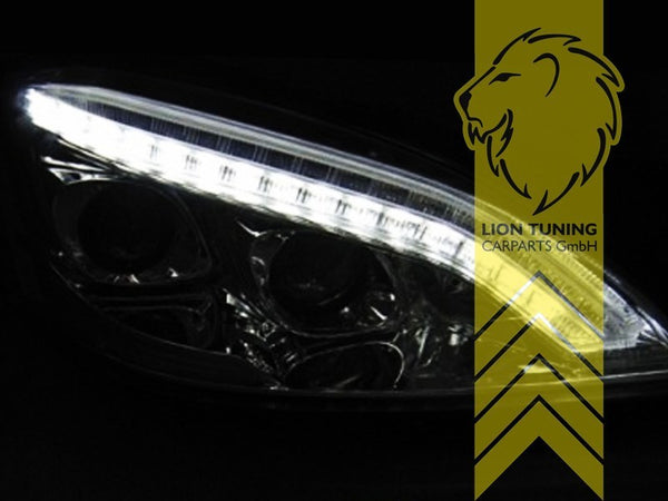 LT Pair Halogen LED DRL Halo Eye Headlights Mercedes W221 S-Kl 05-09 black LHD