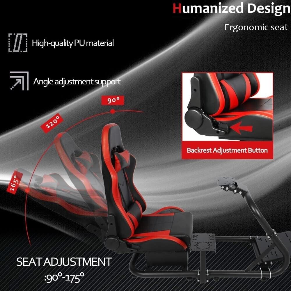 MNR Driving Game Sim Racing Frame Rig + Seat for Wheel Pedals Xbox PS PC