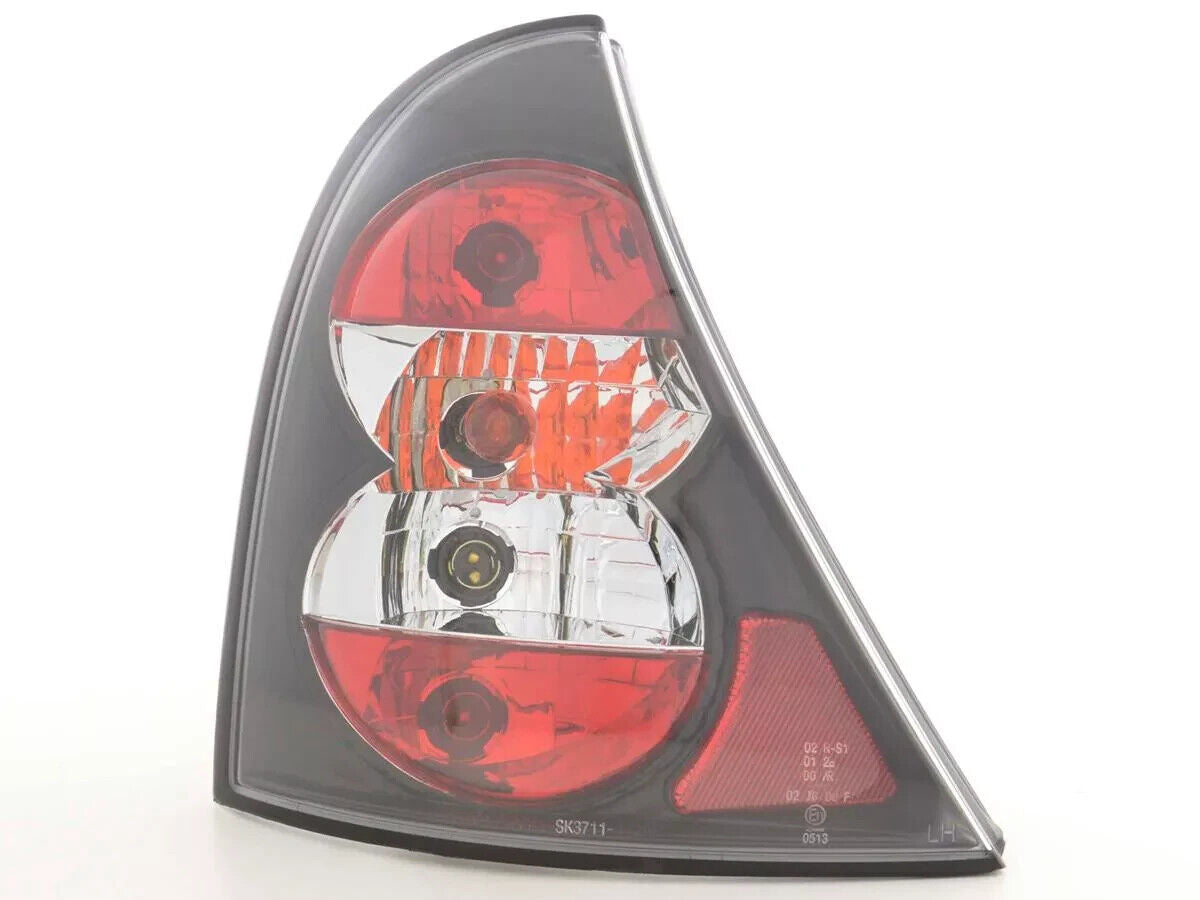 FK Pair Halogen Rear Lights Renault Clio 2 MK2 B 01-05 Black Clear LHD