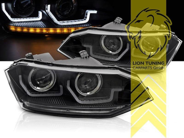 LT Pair LED DRL Headlights Headlamps VW Polo 2G AW BZ1 17-21 Black Dynamic Seq LHD