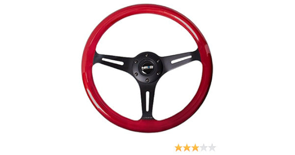 NRG Innovations Uni 350mm Steering WHEEL Car Red Pearl Flake Paint Wood Grain