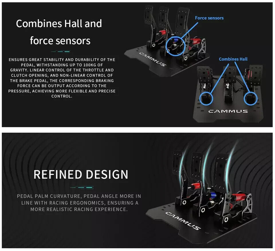 CAMMUS C12 + LC100 Pedals Bundle - Direct Drive Racing Sim Simulator Steering Wheel for PC Sim Driving Simulator F1 Rally Drift