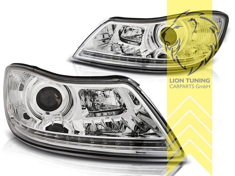 LT Pair LED DRL Headlights Skoda Octavia Facelift MK2 2 1Z 1Z3 1Z5 09-13 LHD