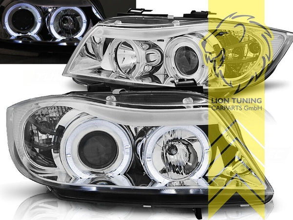 LT LED DRL Halo Ring Eye Headlights BMW E90 Sedan E91 Touring chrome 05-08 LHD