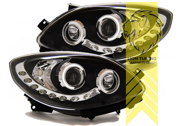 LT LED DRL Lightbar Halo Ring Headlights Renault Twingo 2 MK2 black LHD