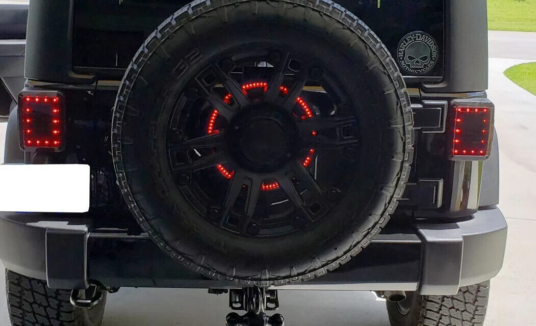 LED Rear Red F1 Strobe Flash Spare Wheel Tire Tyre Disc Brake Jeep Wrangler 86+