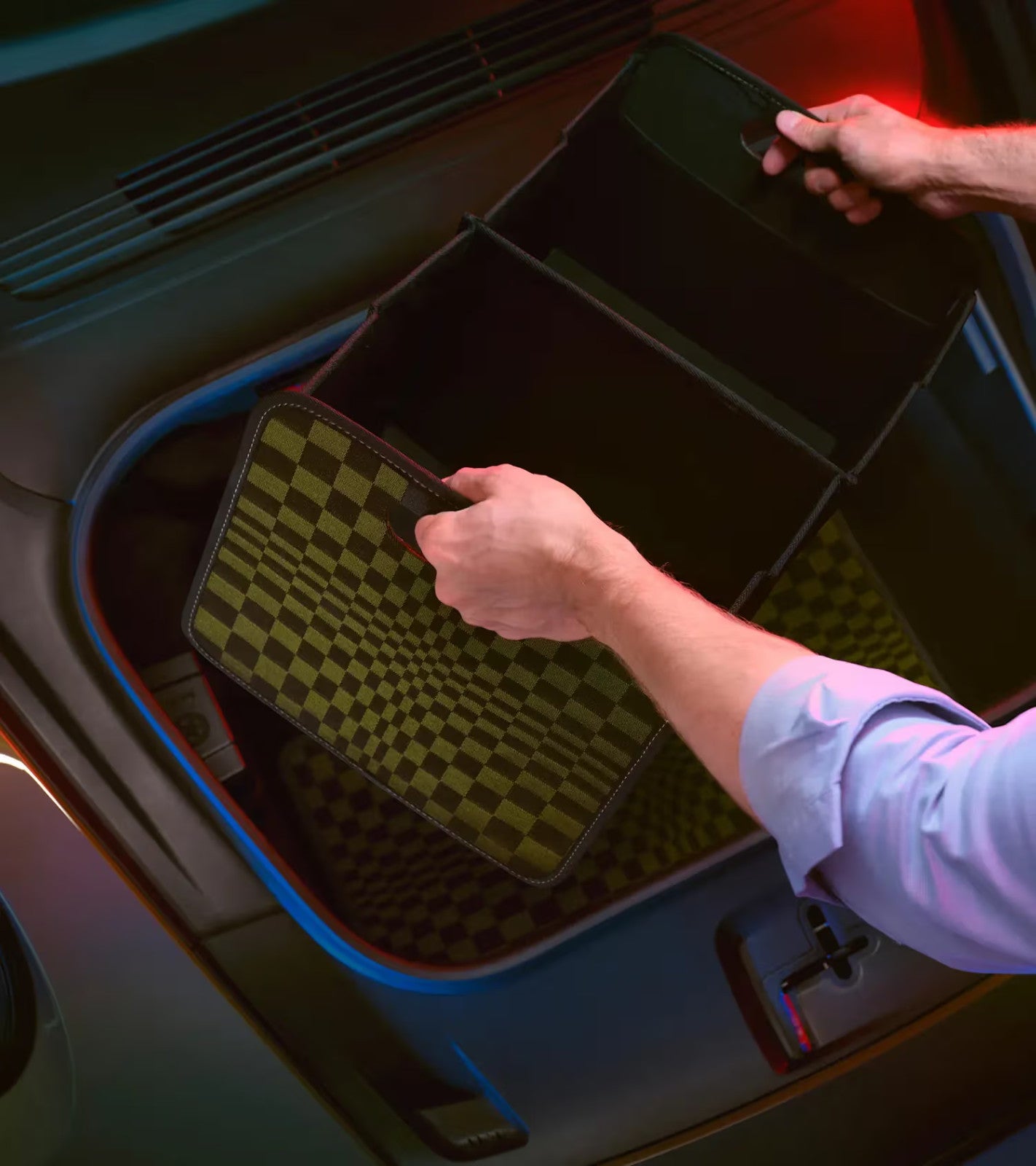 Genuine Porsche Complete set foldable luggage compartment box Pasha Black Olive