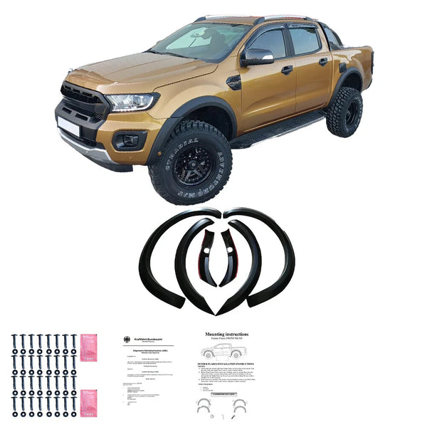 OW Fender Flares Wide Arch Kit FORD Ranger T8 2019-2022 ABE TUV Black ABS