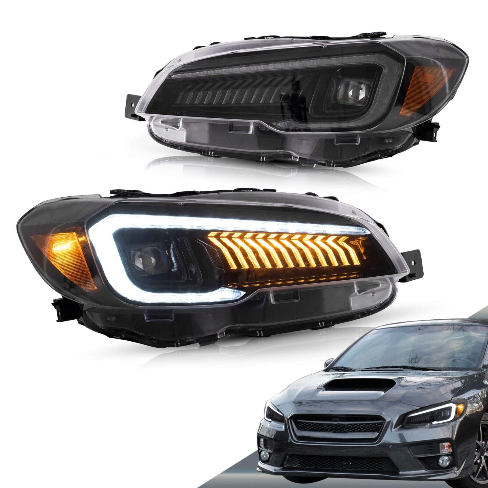 VLAND 15-21 Subaru WRX Matrix Projector LED DRL Lightbar Headlights LHD