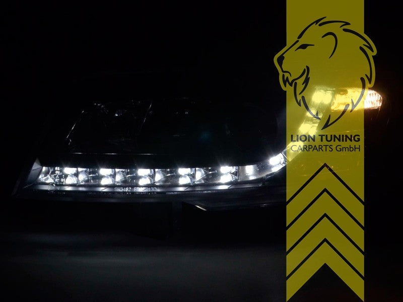 LT Pair LED DRL Lightbar Halo Ring Headlights Fiat Stilo 192 black 01-07 LHD