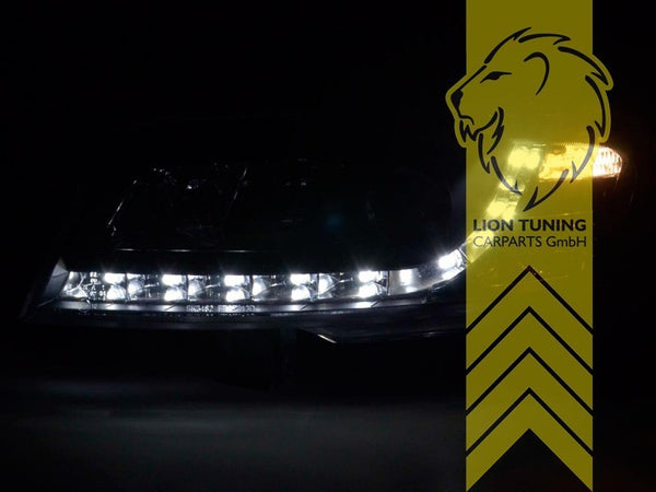 LT Pair LED DRL Lightbar Halo Ring Headlights Fiat Stilo 192 black 01-07 LHD