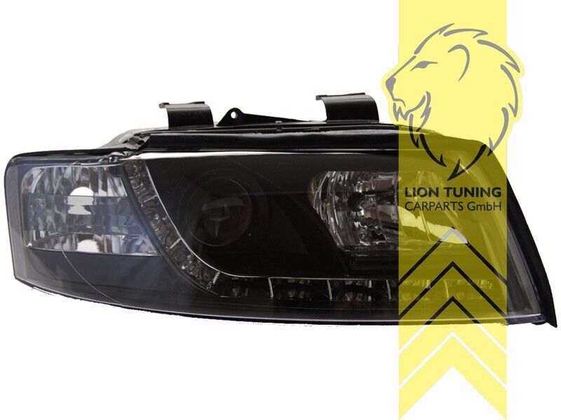 LT LED DRL Halo Headlights Audi A4 B6 8E 00-04 Limousine Avant black LHD