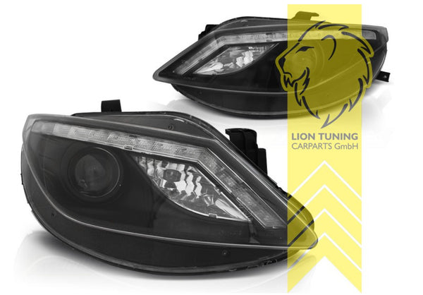 LT LED DRL Halo Lightbar Headlights Seat Ibiza 6J 6J5 IV MK6 6 black LHD