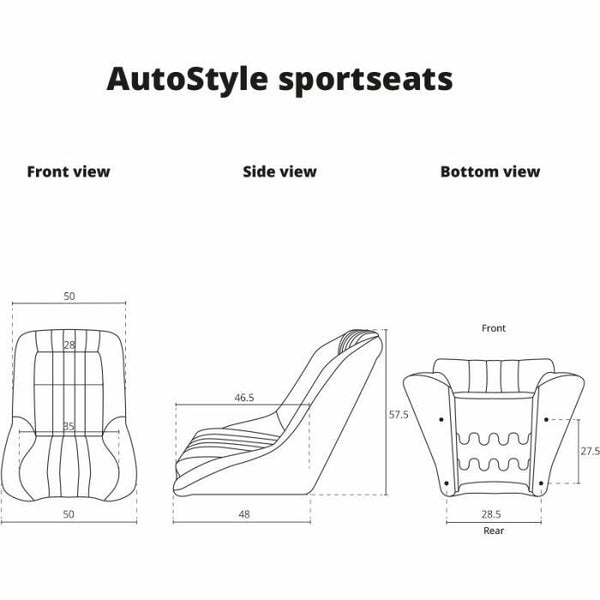 UK STOCK - Auto-Style x1 Individual Classic Car Retro Kit Sports Fixed Back Bucket Seat Black PVC / Synthetic Leather inc slide runners