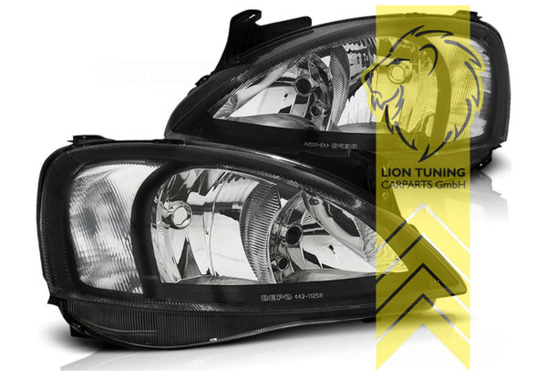 LT Halogen Headlights Opel Vauxhall Corsa C black LHD