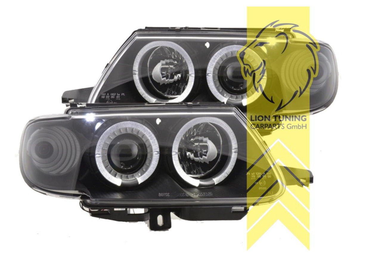 LT Set LED Angel Eye Halo Ring Headlights Citroen Saxo black S0 96-99 LHD