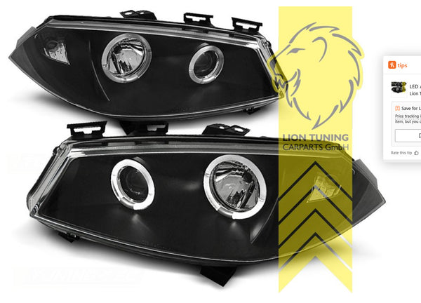 LT LED DRL Halo Headlights Renault Megane 2 MK2 Cabrio Grandtour Steps black LHD