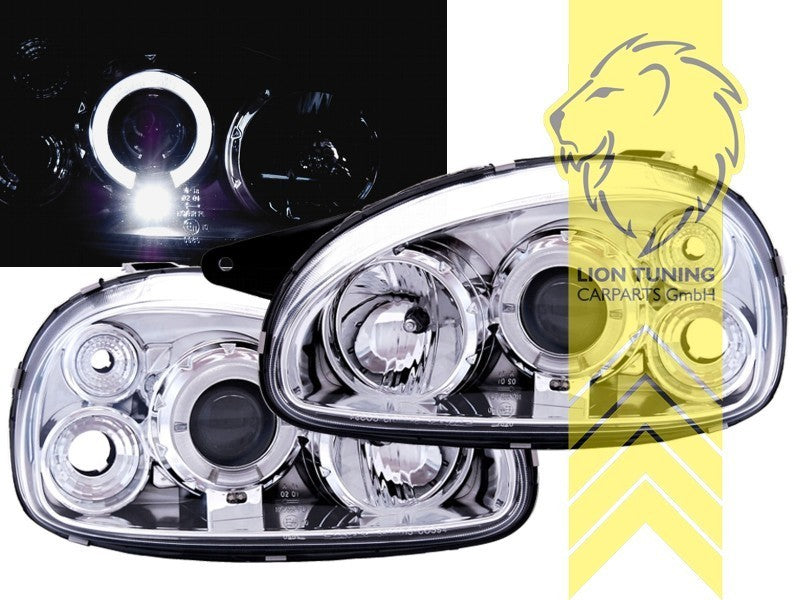 LT Pair LED DRL Halo Ring Headlights Opel Corsa B Combo B 71 93-01 chrome LHD