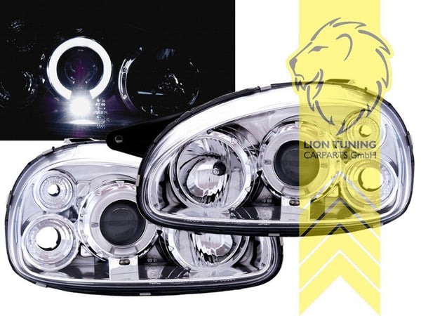 LT Pair LED DRL Halo Ring Headlights Opel Corsa B Combo B 71 93-01 chrome LHD