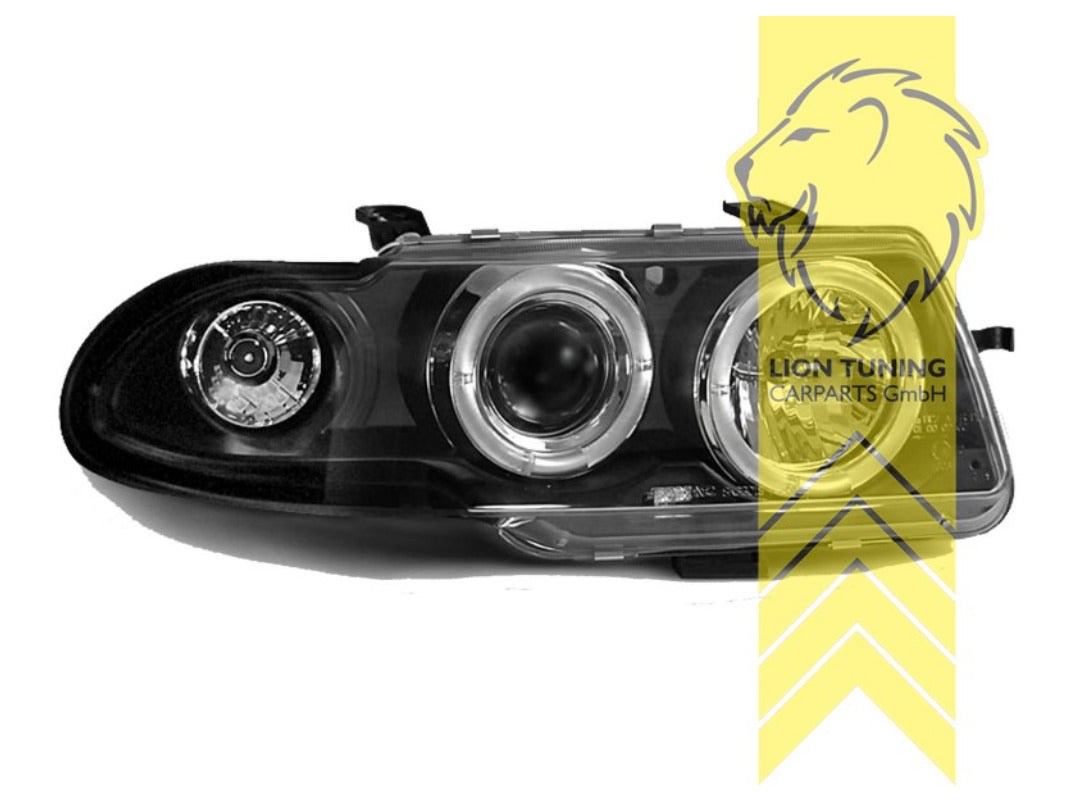 LT Set Opel Vauxhall Astra F Facelift black LED DRL Lightbar Halo Headlights LHD