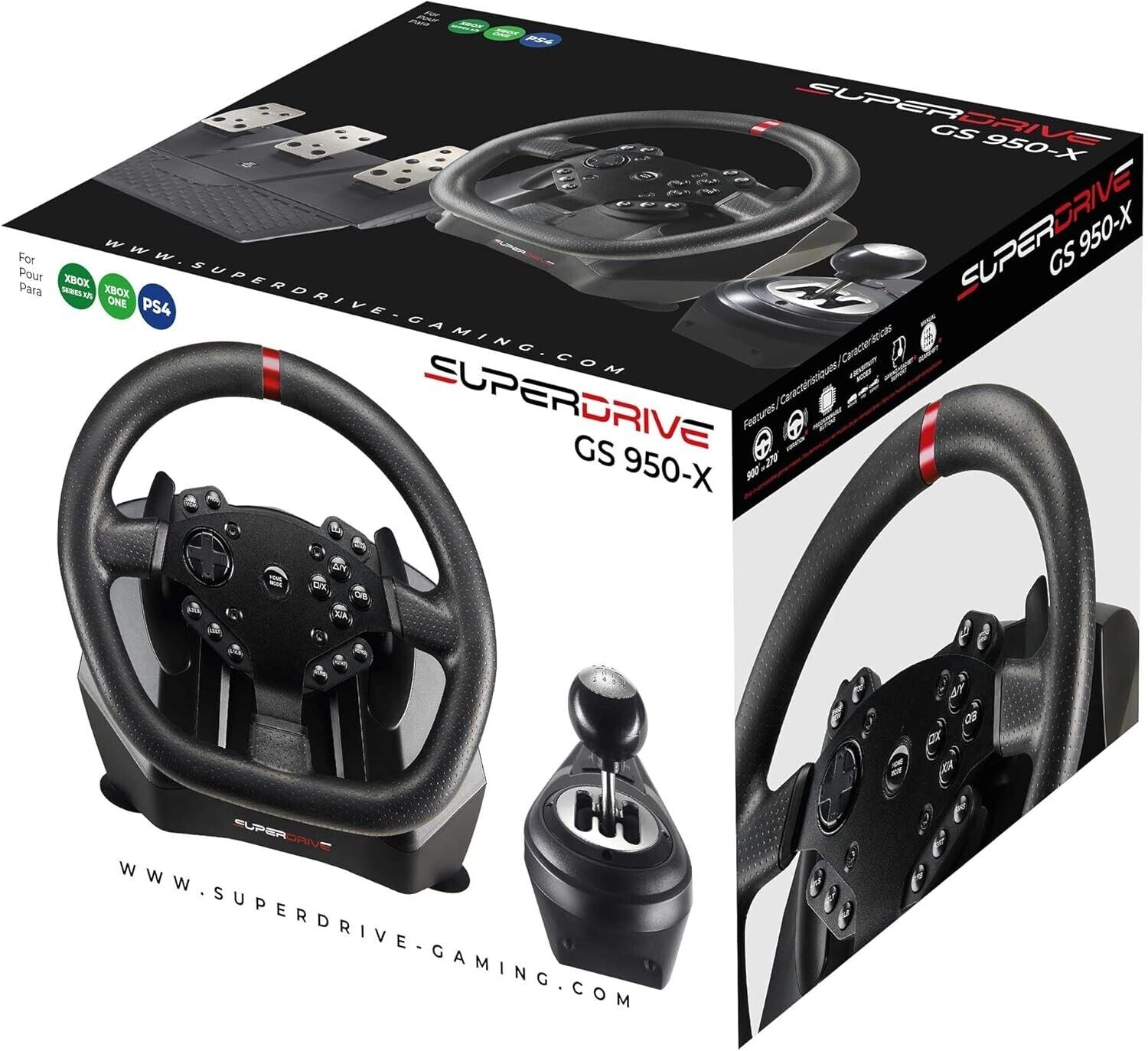 Subsonic Superdrive GS950X 900° racing wheel + manual shifter + 3 pedals