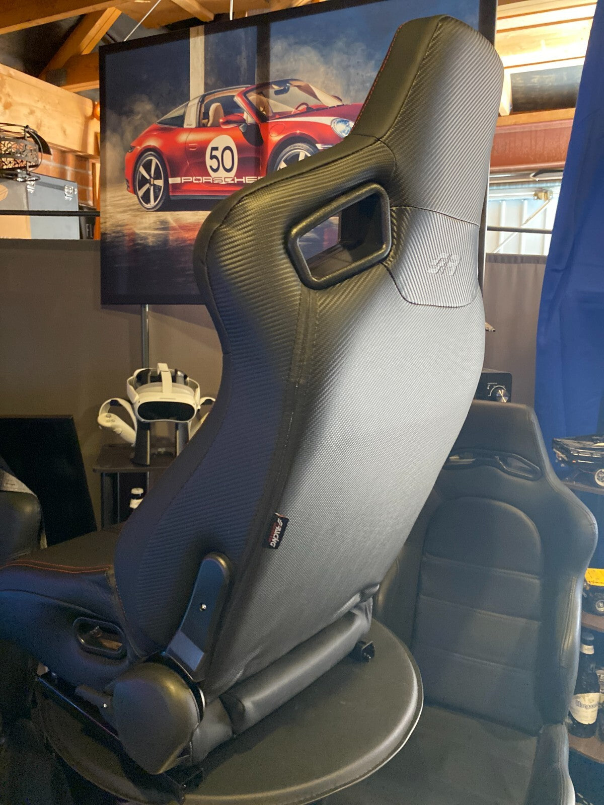 UK Stock Simoni Racing Emerson Universal Supercar Bucket Seat x1 Black Carbon Red Stitch