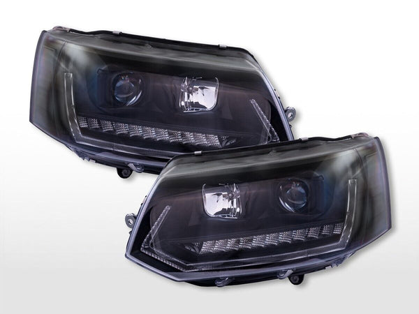 FK Pair LED DRL DYNAMIC Headlights VW Bus Camper Transporter T5 10-15 Black LHD