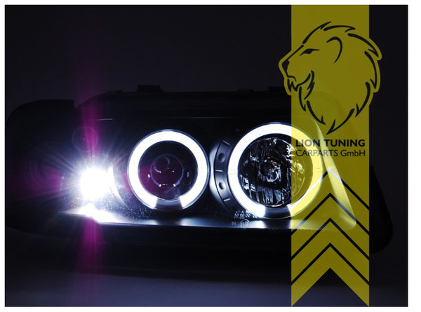 LT LED DRL Dual Angel Eye Halo Light Ring Headlights Audi A3 8L black 96-00 LHD