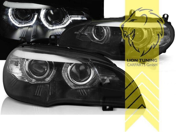 LT Pair LED DRL Halo XENON For AFS Headlights BMW X5 E70 07-10 D1S Black LHD