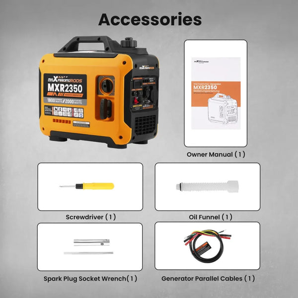 MXPR Generator Petrol Inverter 3500W Portable 22kg RV SUV Camping Home Backup