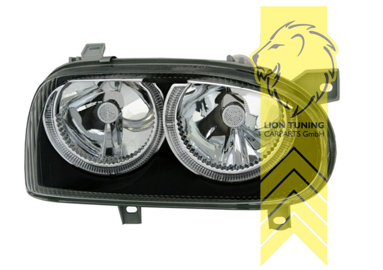 LT LED DRL Angel Eye Halo Ring Headlights VW Golf 3 Sedan Cabrio Black LHD