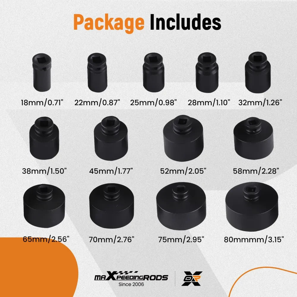 MXPR 13PC Special Socket Set For Grooved Nuts Internal Teeth 18-80mm 1/2DR Lock