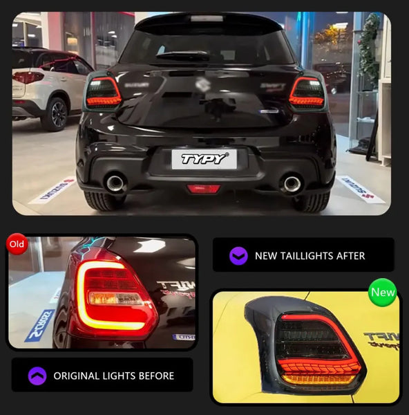 TYPY Pair LED DRL 17-23 Suzuki Swift Rear Lights Dynamic Tail Lamps LHD