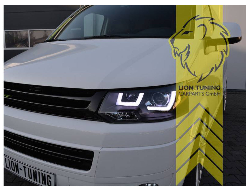 LT LED DRL Halo Angel Eye Headlights VW T5 Bus Van Camper Transporter Facelift U-Tube black LHD