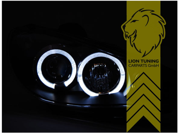 LT LED Angel Eye Halo Headlights Peugeot 206 206CC CC Cabrio SW Break Black LHD