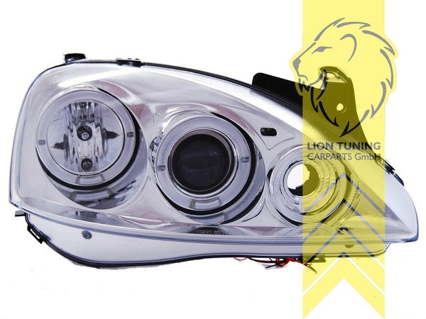 LT Pair LED DRL Angel Eye Halo Headlights Opel Corsa B Combo B 93-01 chrome LHD