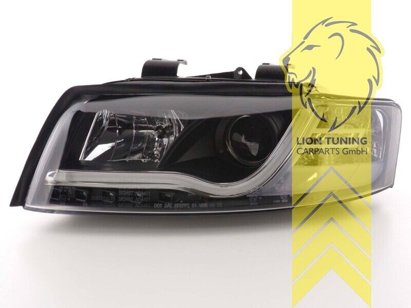 LT LED DRL Lightbar Halo Headlights Audi A4 B6 8E 00-04 BLACK LHD