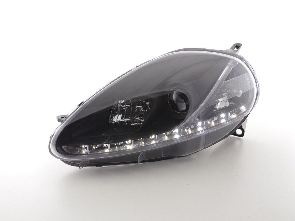 FK Pair LED DRL Lightbar Headlights Fiat Grande Punto 199 05-08 Servo Black LHD