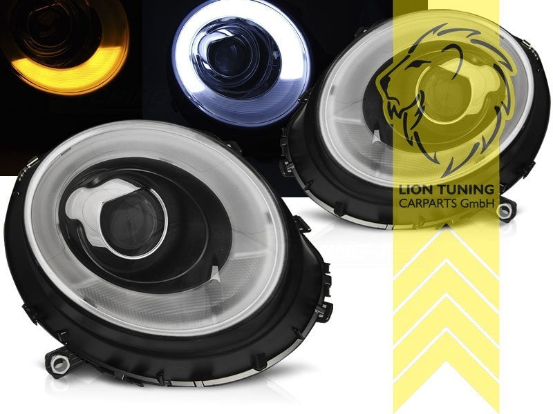 LT LED DRL Lightbar Halo Ring Headlights Mini Cooper JCW R56 R57 Black 06-14 LHD