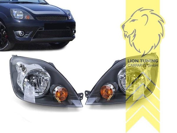 LT Pair Halogen Halo Headlights Headlamps Ford Fiesta 6 JH1 JD3 05-08 black LHD